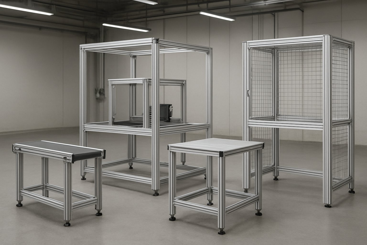 industrial aluminium profiles used in frames guards conveyors and workstations