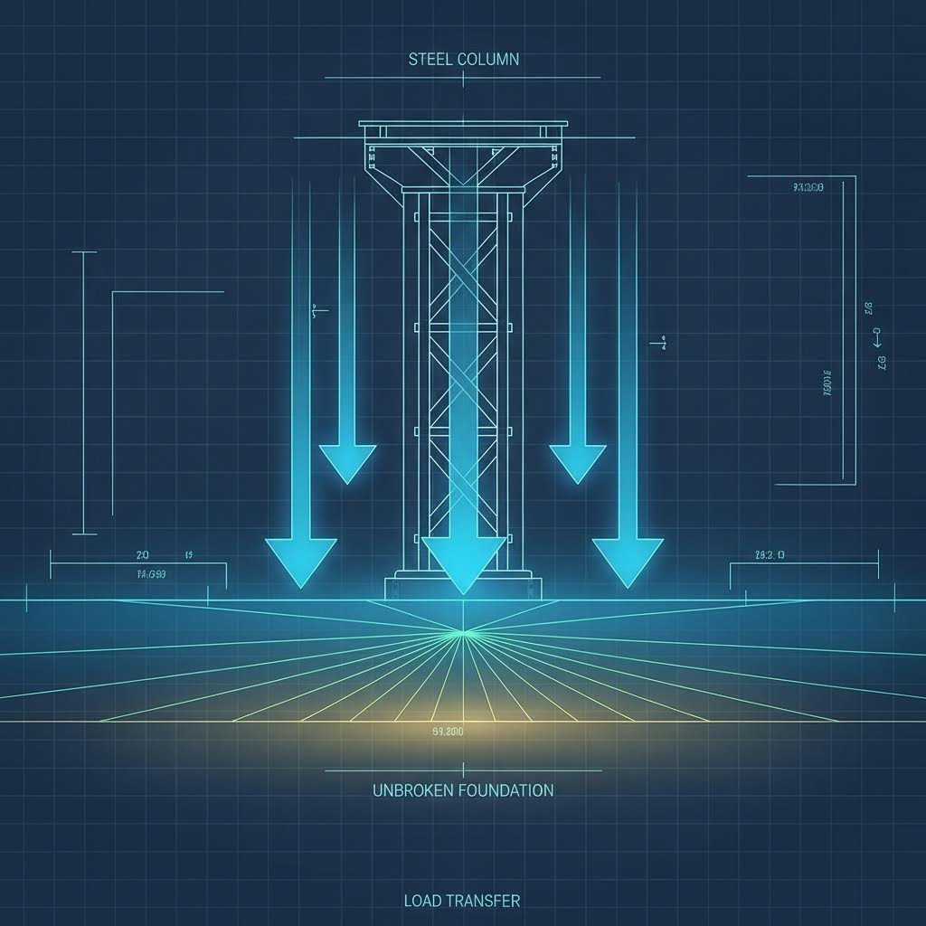 Diagram illustrating seamless load transfer and pressure distribution