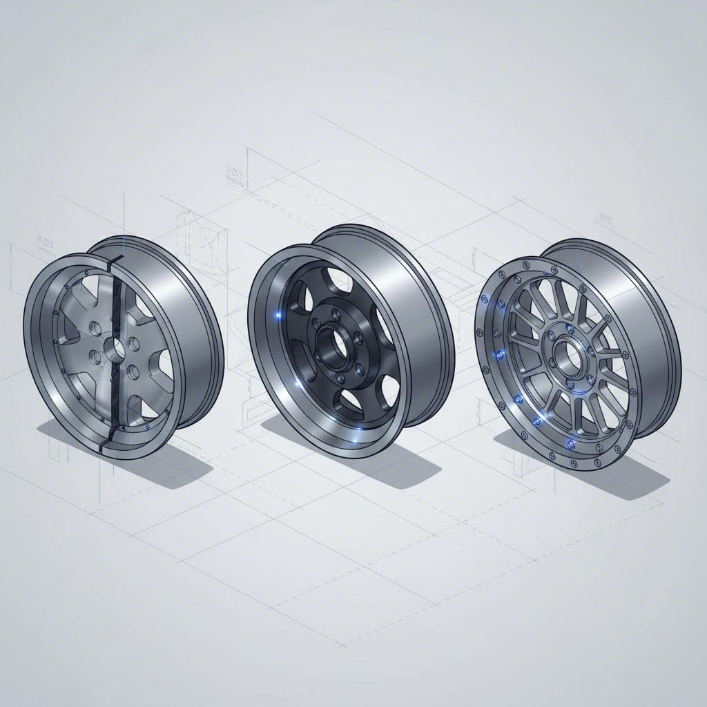 comparison of monoblock two piece and three piece forged wheel constructions