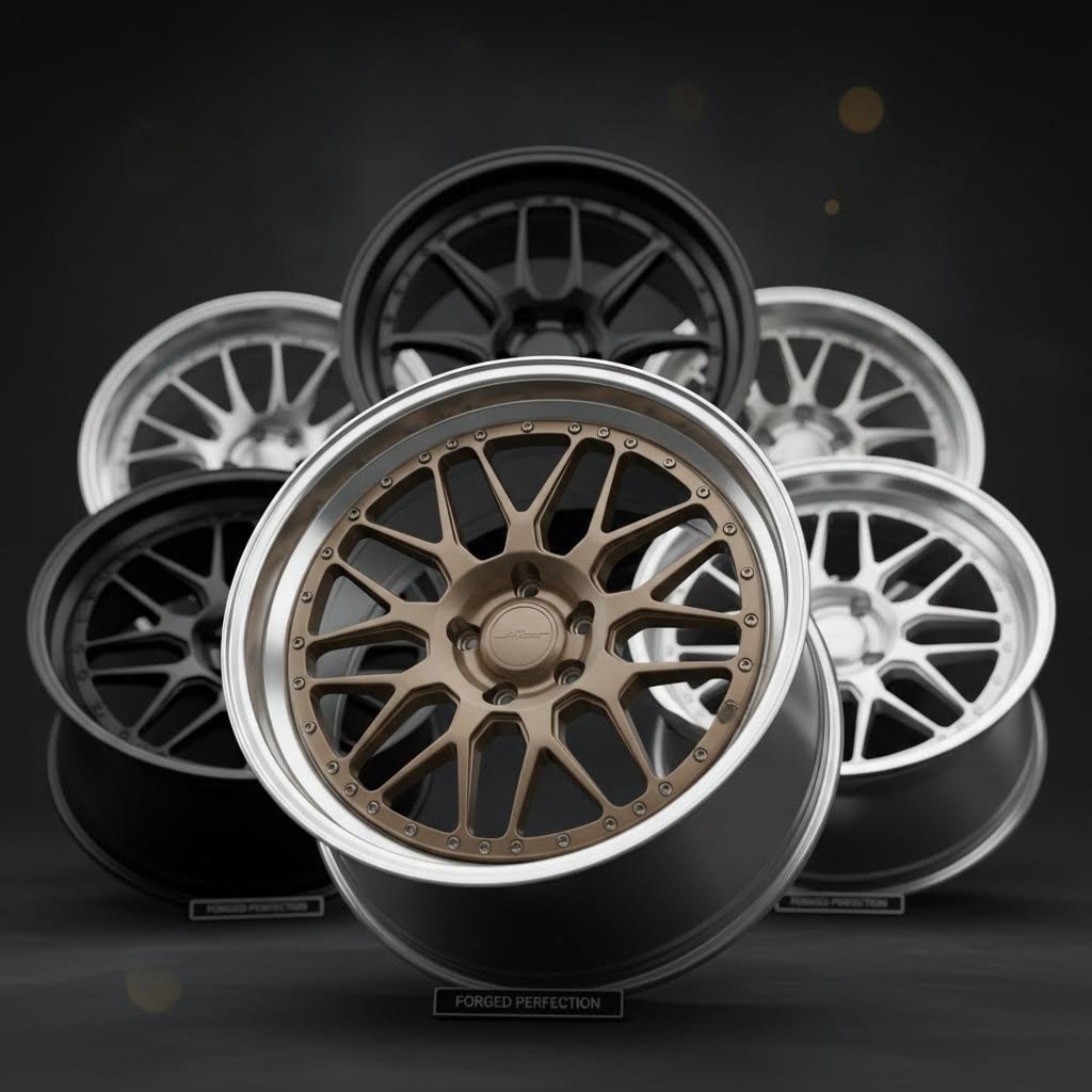 premium custom forged wheels showcasing various construction types and finishes