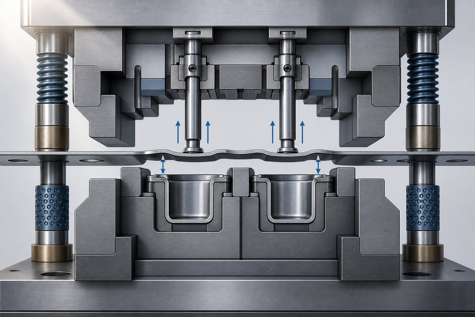 strip lifters raise the metal strip so formed features can clear downstream die blocks during advancement