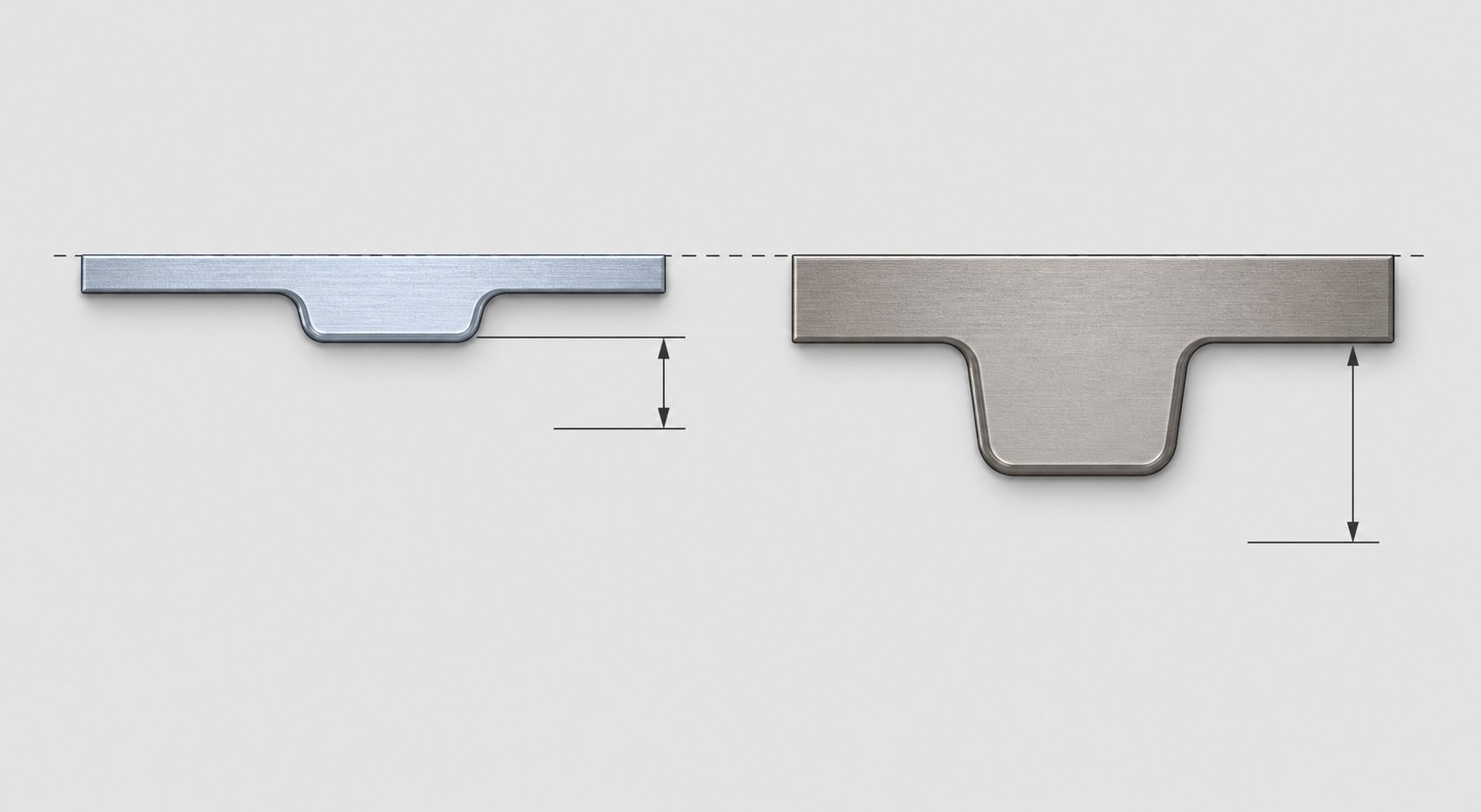 thicker materials produce taller formed features requiring greater bypass clearance depth in die design