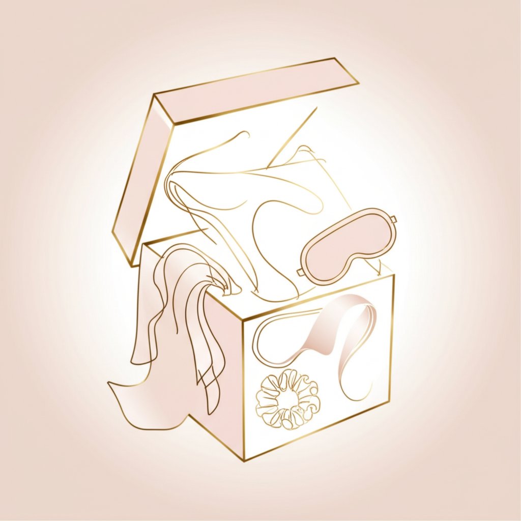 components of a typical b2b silk gift set including pillowcase and eye mask