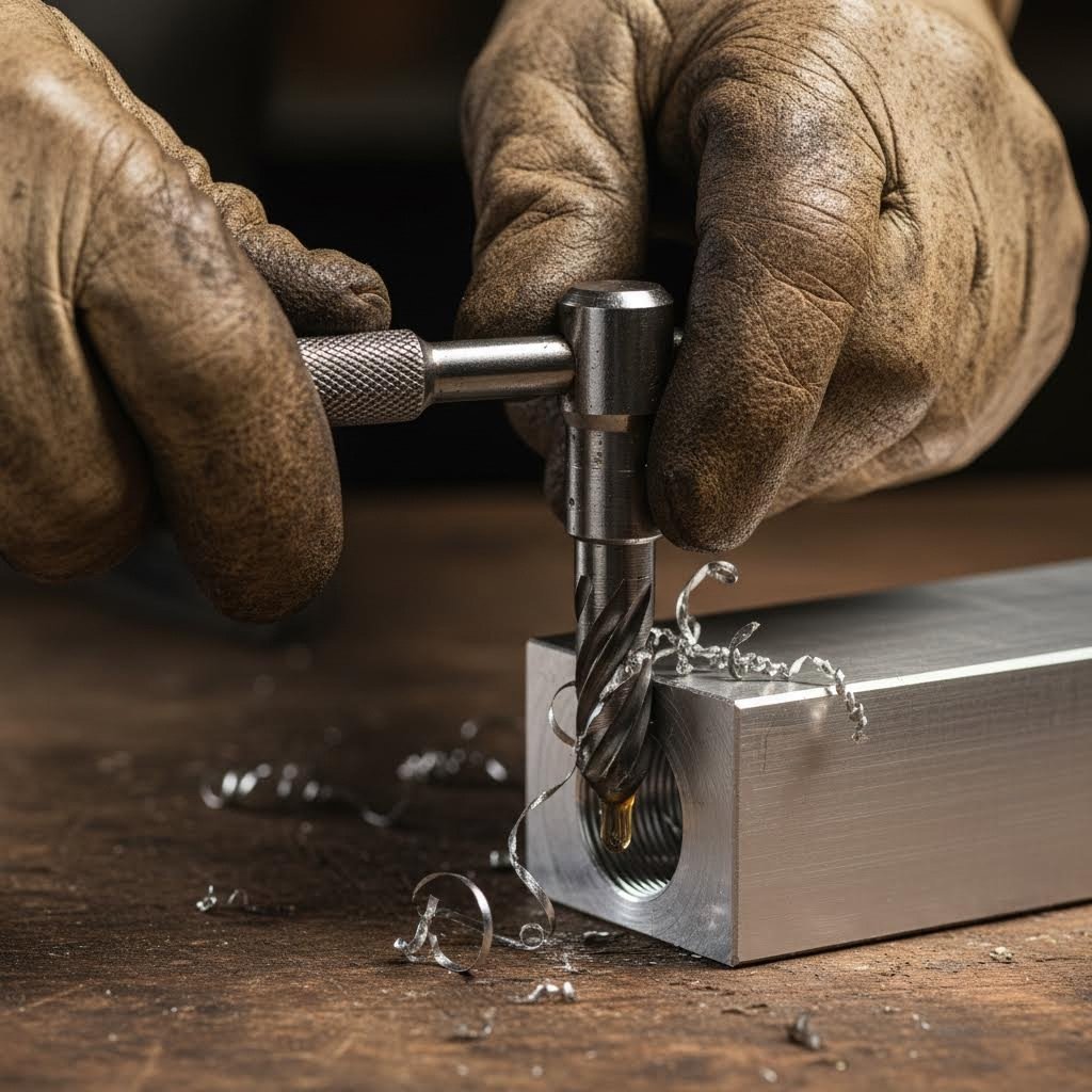 hand tapping aluminum extrusion with proper chip clearing technique