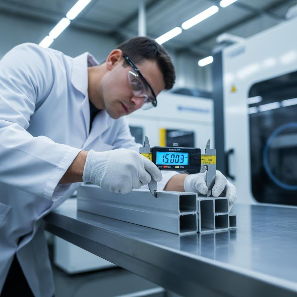 quality inspection of hollow aluminum extrusion profiles using precision measurement tools