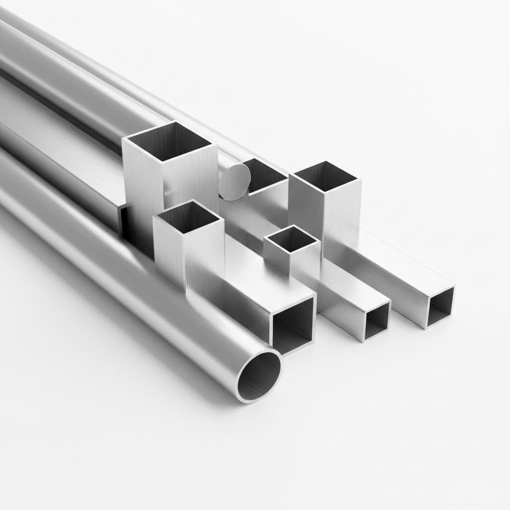 various hollow aluminum profile shapes including round square and rectangular tubes