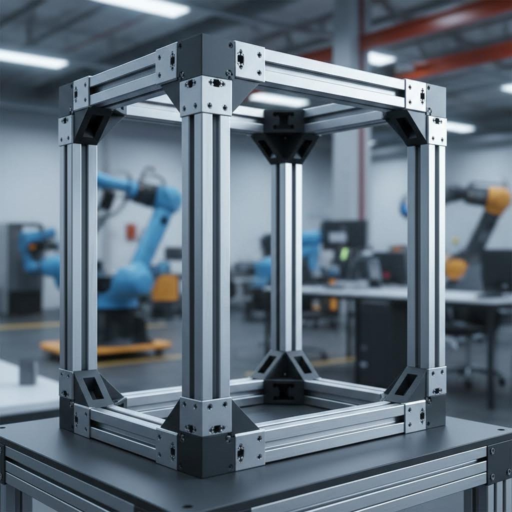 aluminum t slot extrusion profiles forming a modular structural frame