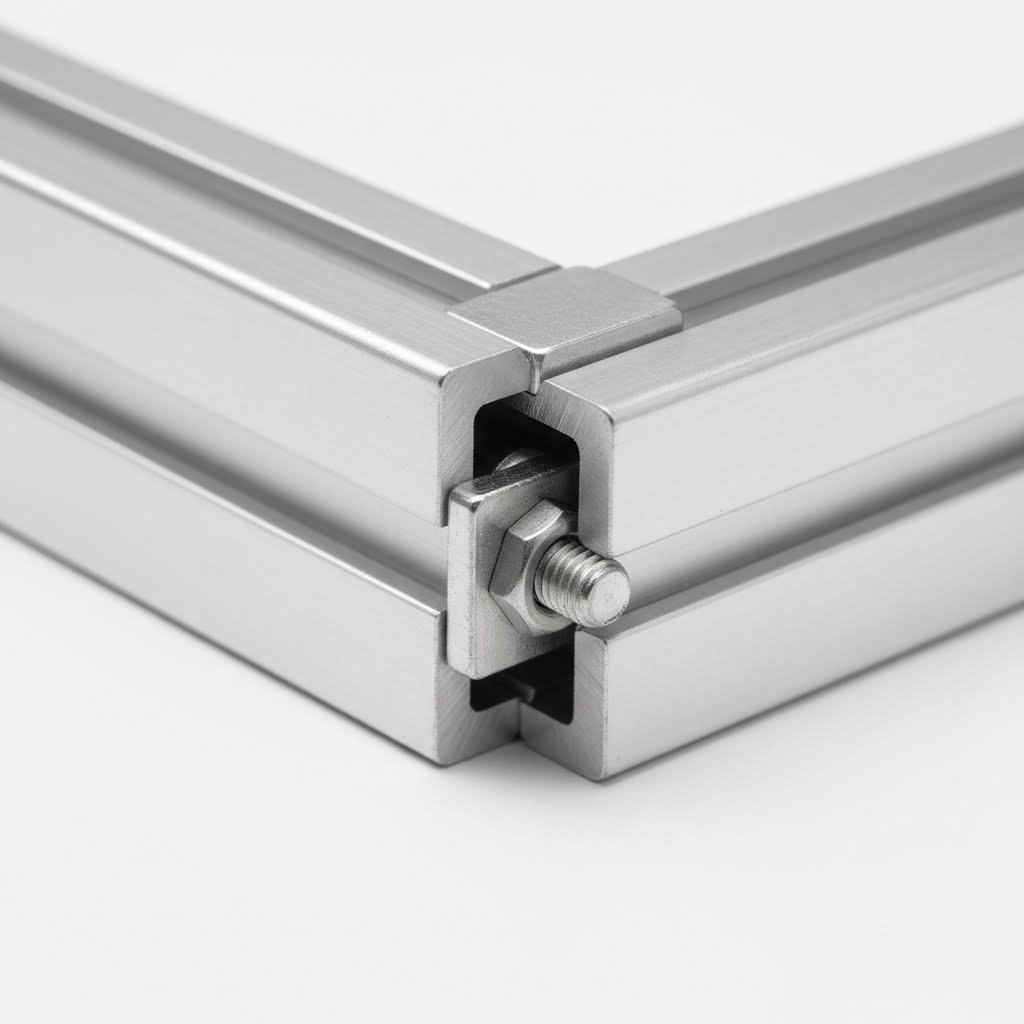 t slot connection joint demonstrating bracket and fastener assembly