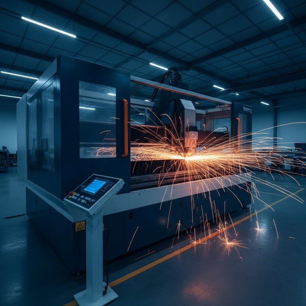 fiber laser cutting machine processing steel sheet with precision beam technology