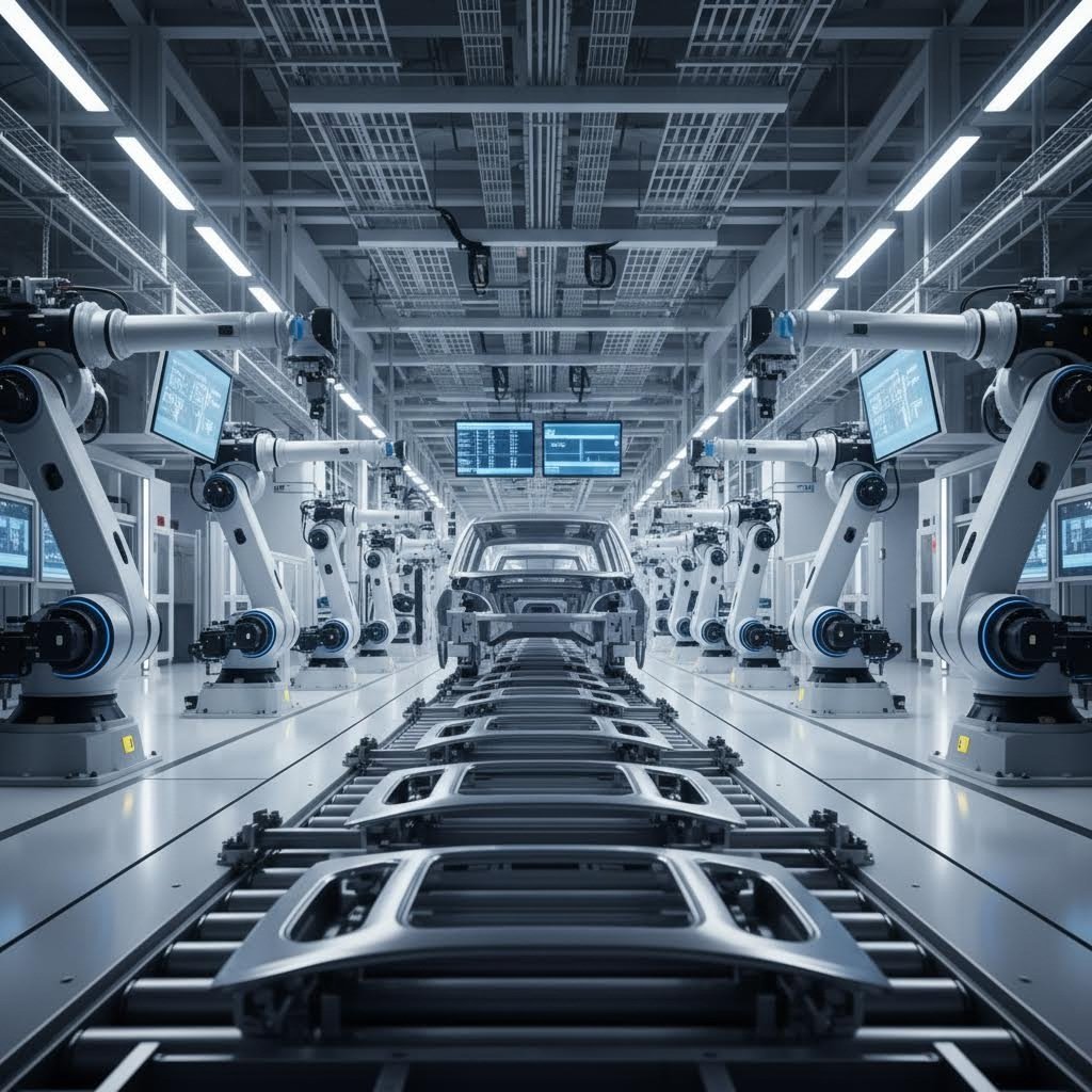 automotive manufacturing facility utilizing laser cut precision metal components