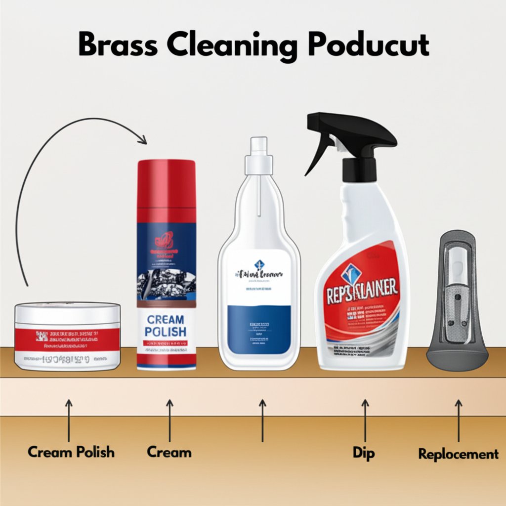 side by side comparison of brass cleaning options and decision steps