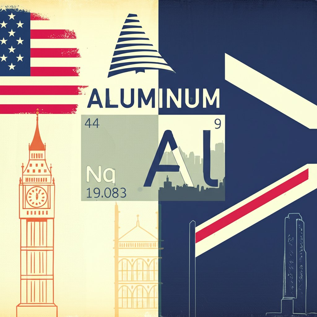 visual representation of the regional spelling difference aluminum (us) vs aluminium (uk)