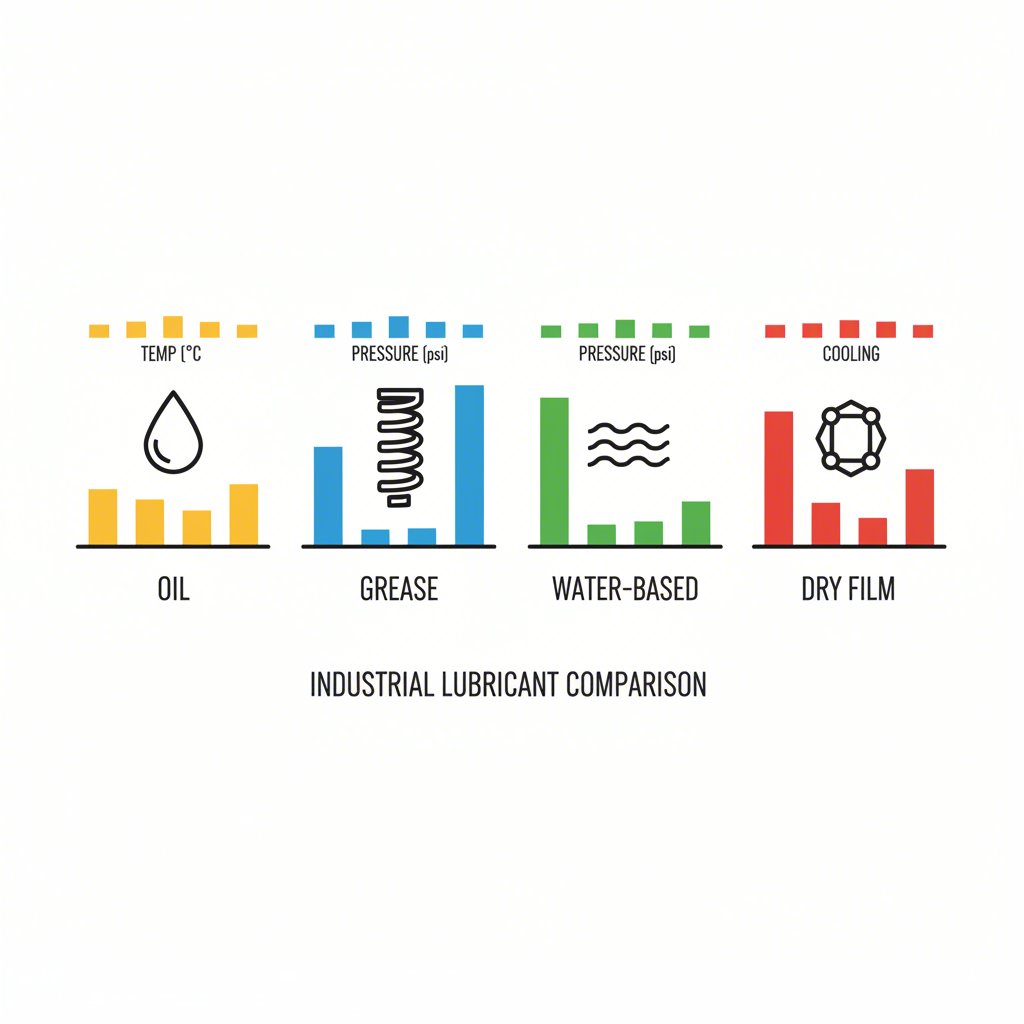 visual comparison of different industrial lubricant types and their properties