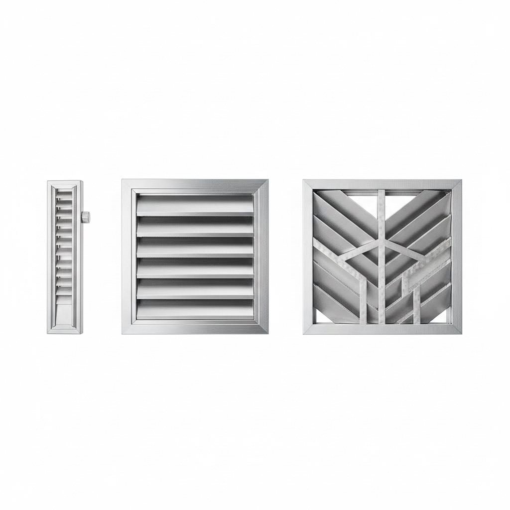 different types of metal window vents including trickle vents exhaust vents and decorative louvers