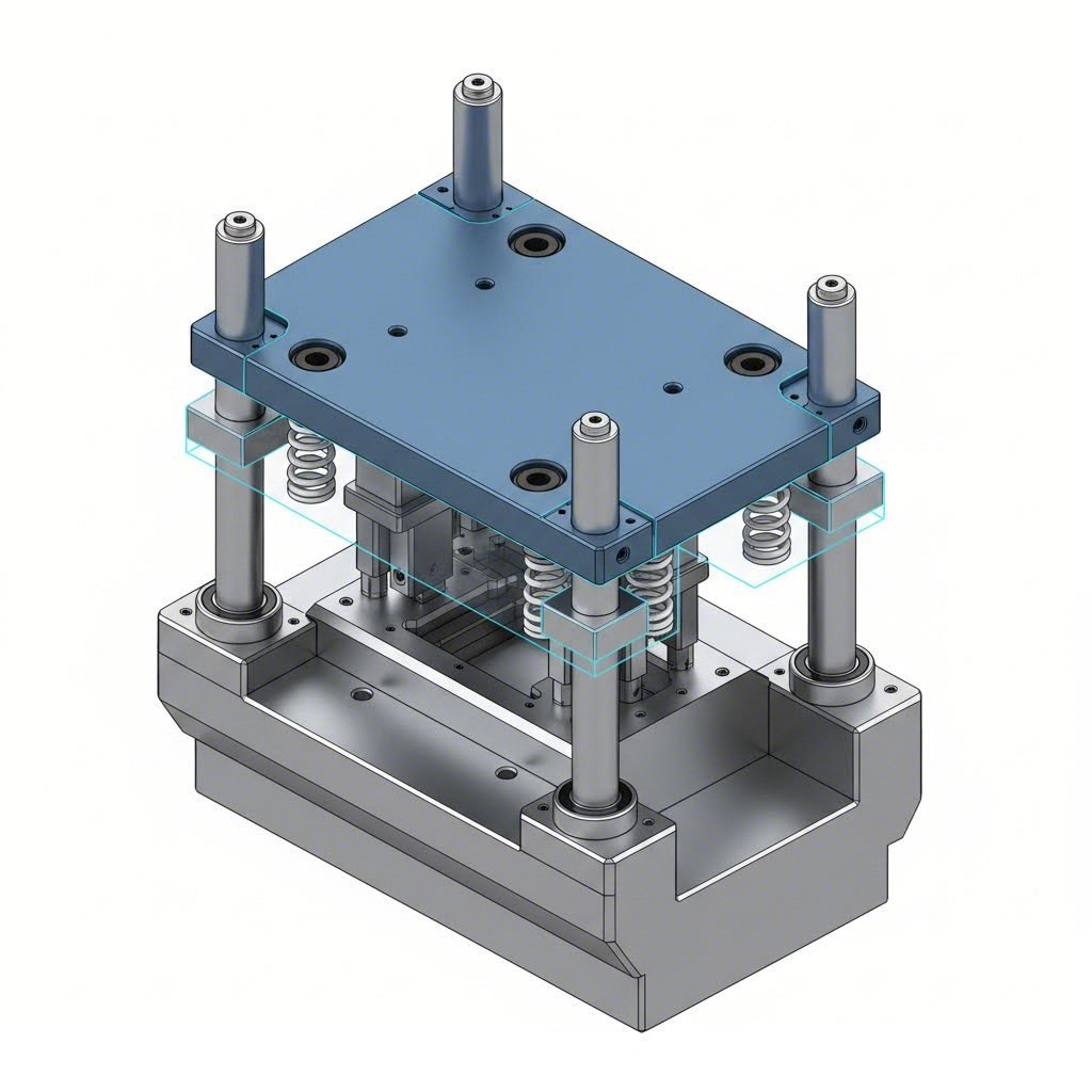 An isometric diagram highlighting critical maintenance points on a stamping die.