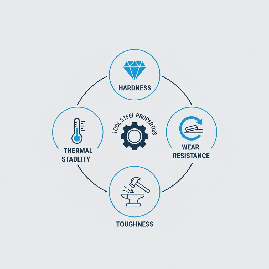 diagram showing the core mechanical properties of tool steel for manufacturing