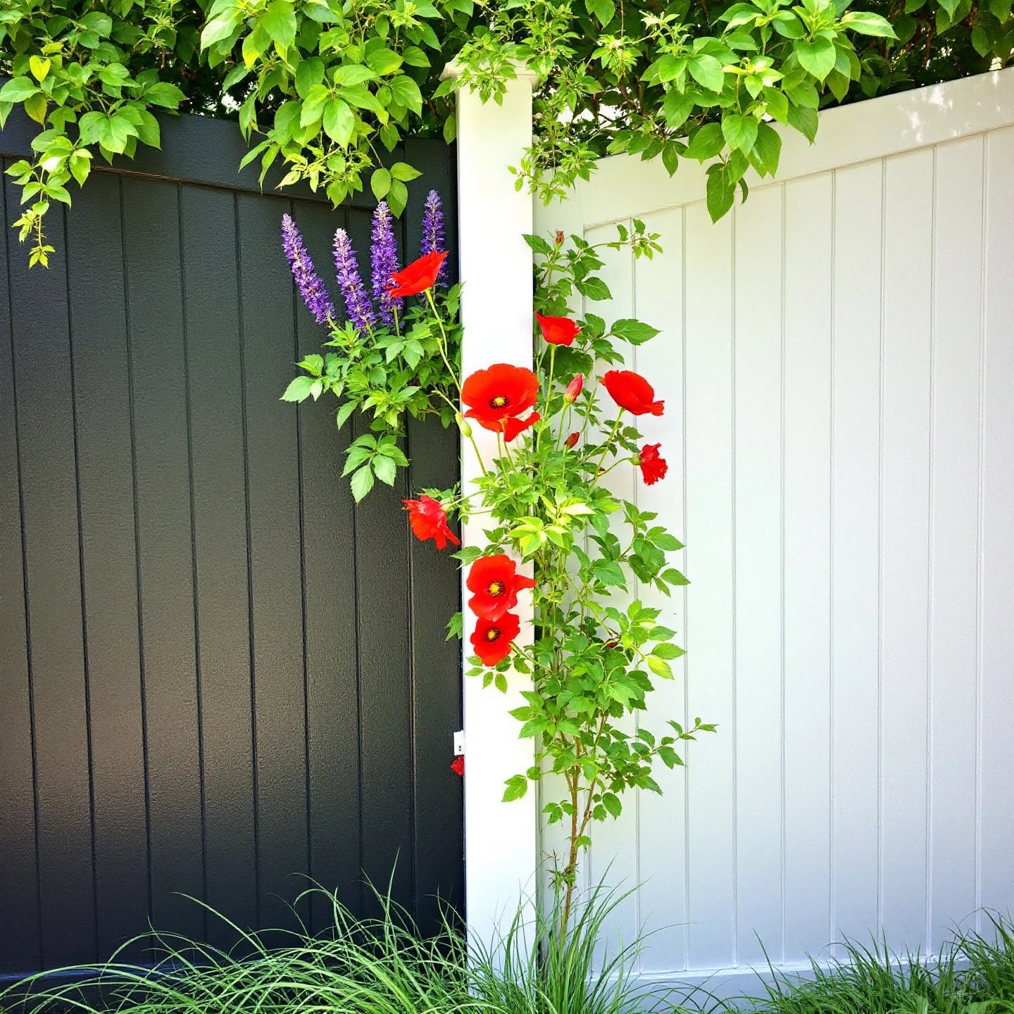 black and white aluminum fence panels enhancing property aesthetics