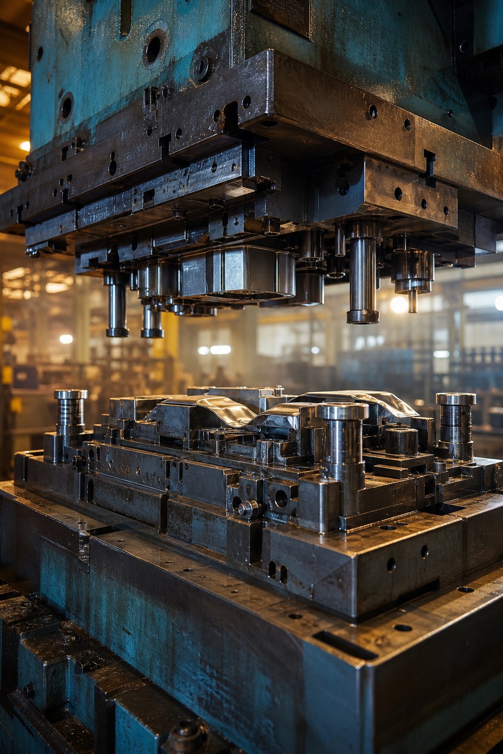 automotive stamping die set installed in a high tonnage press