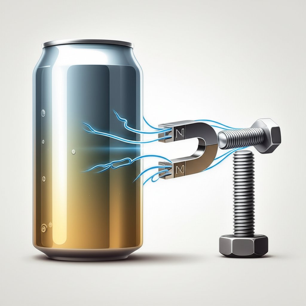 a magnet attracts steel but not aluminum illustrating aluminum's non magnetic nature