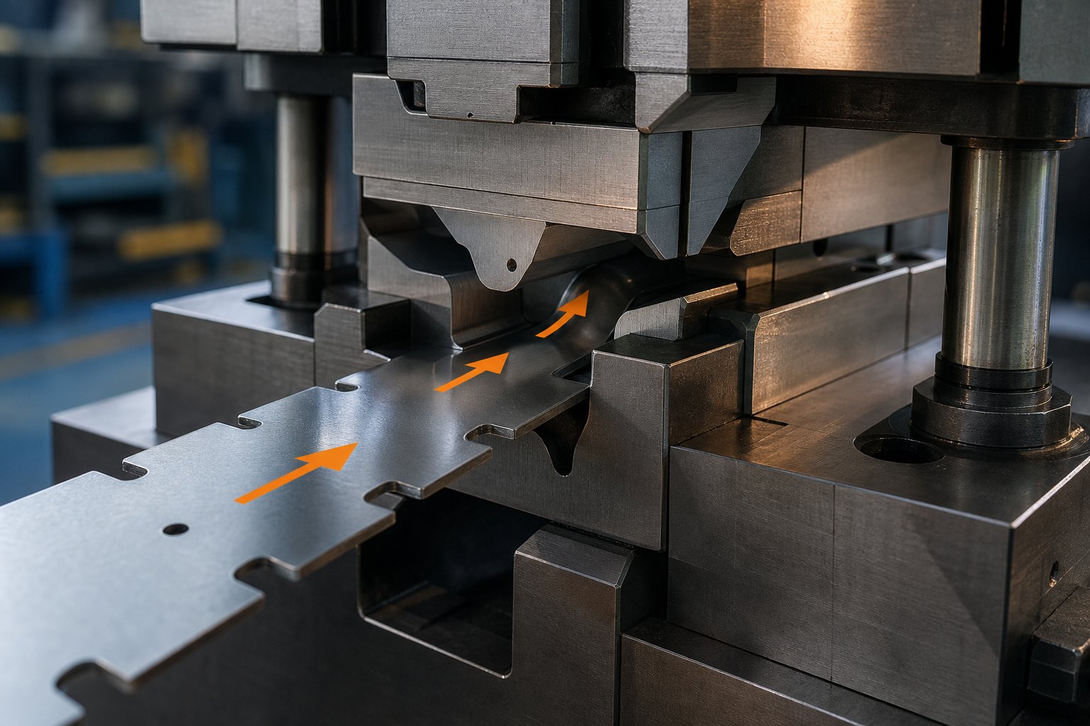 info-1-1 bypass notches along the strip edge control material inflow direction during stamping die forming operations