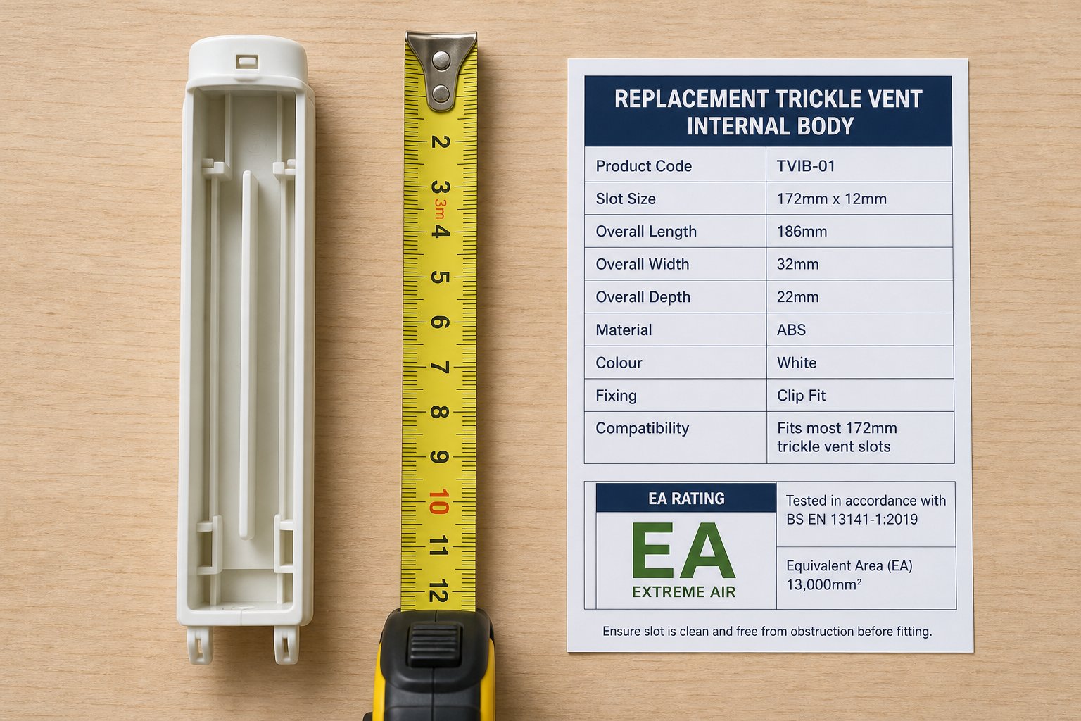 checking the equivalent area rating on a trickle vent before selecting a compatible replacement