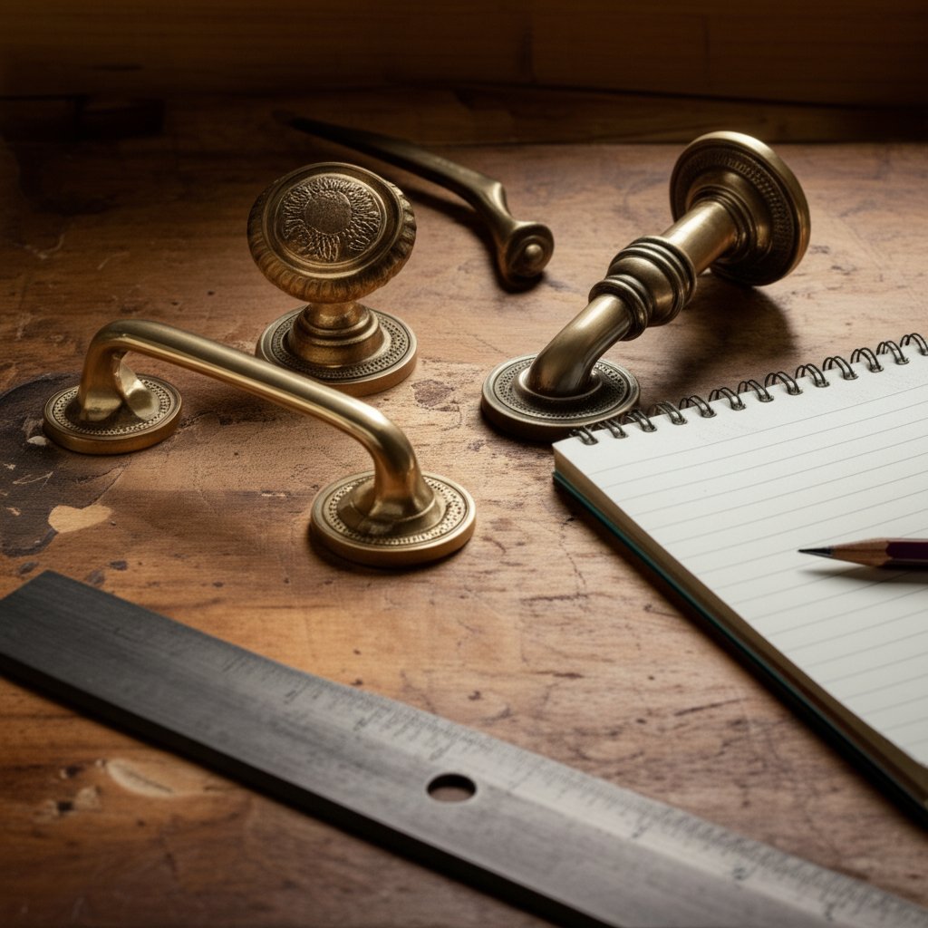 measuring and selecting antique brass door handles for proper fit