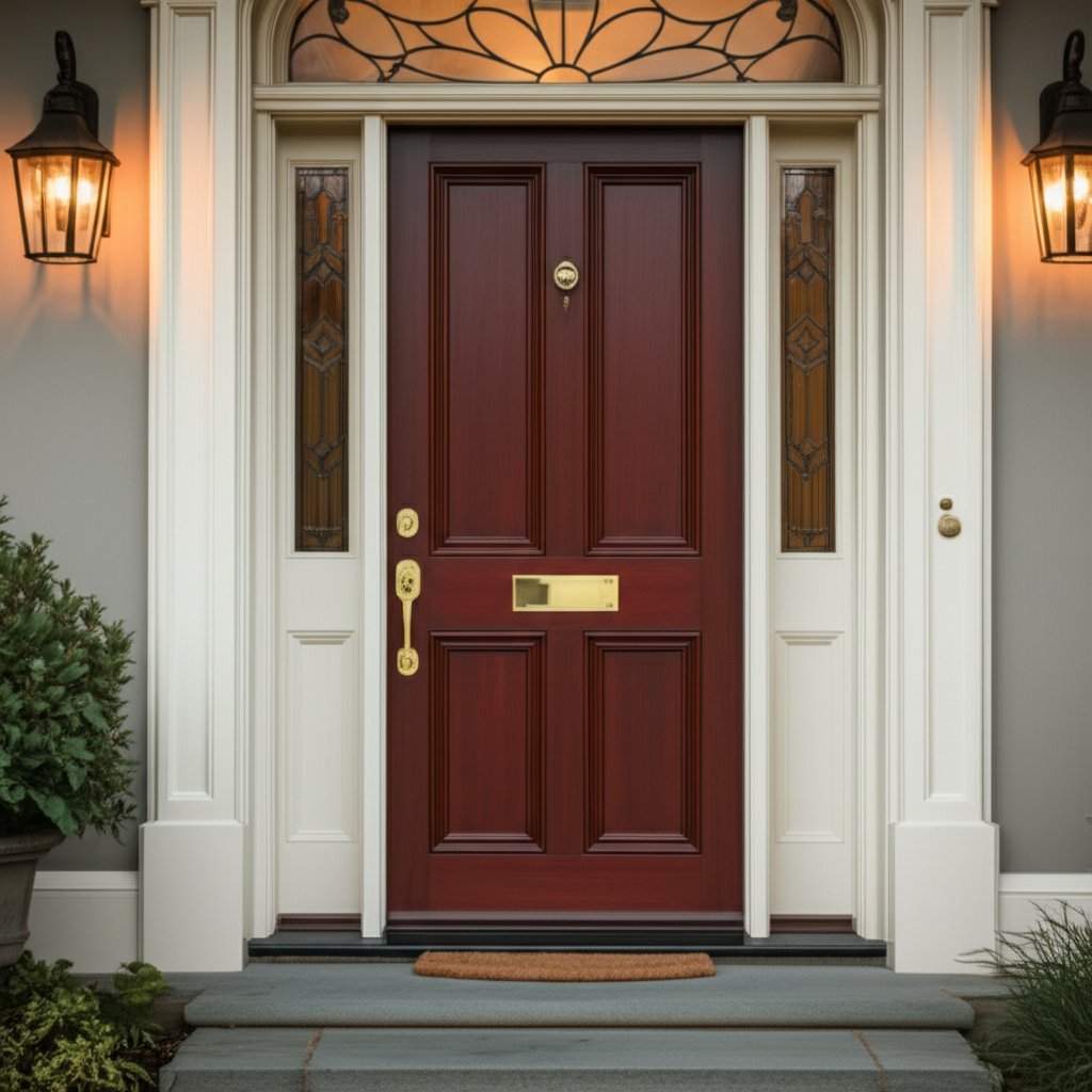 weathered antique brass entry handle set with matching deadbolt