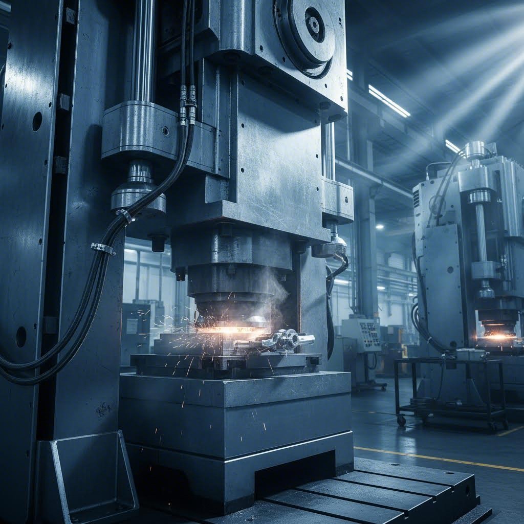 cold forging press shaping precision automotive components under immense pressure