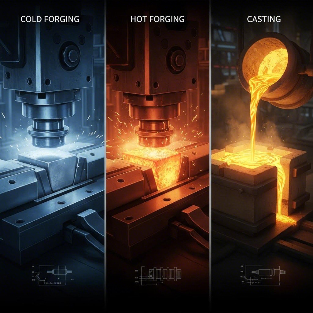 visual comparison of cold forging hot forging and casting manufacturing methods