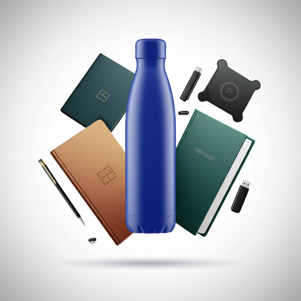 an array of creative corporate event giveaways designed to make a lasting impression