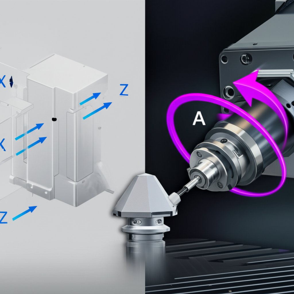 diagram illustrating the difference between 3 axis and 5 axis machining