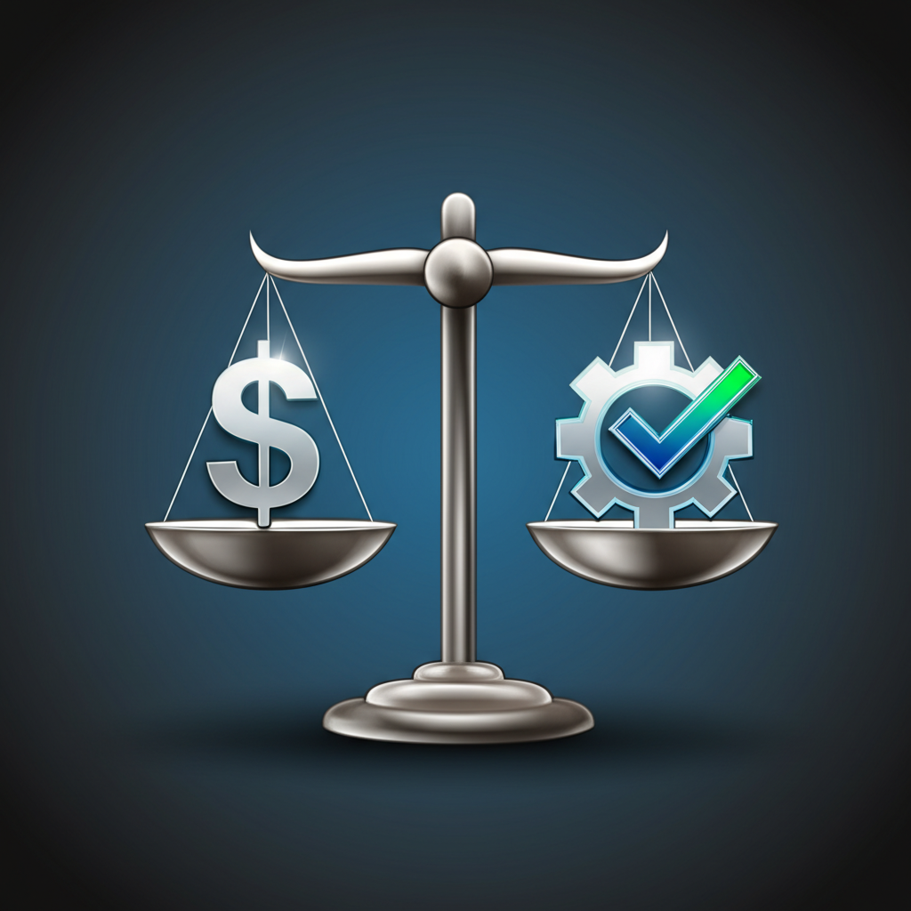 abstract representation of balancing cost versus quality in cnc machining decisions