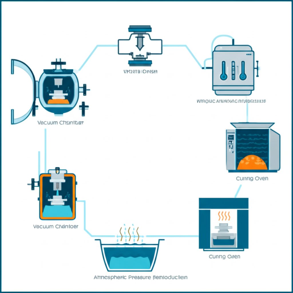 informative diagram of the vacuum impregnation process for sealing casting pores