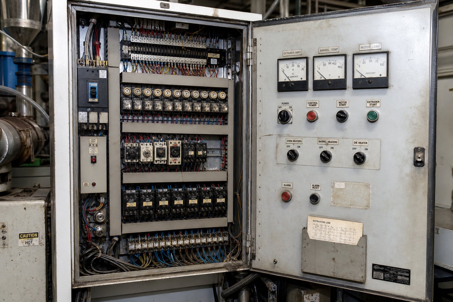 an outdated extruder control panel %E2%80%94 one of the most commonly underestimated refurbishment costs in used equipment purchases