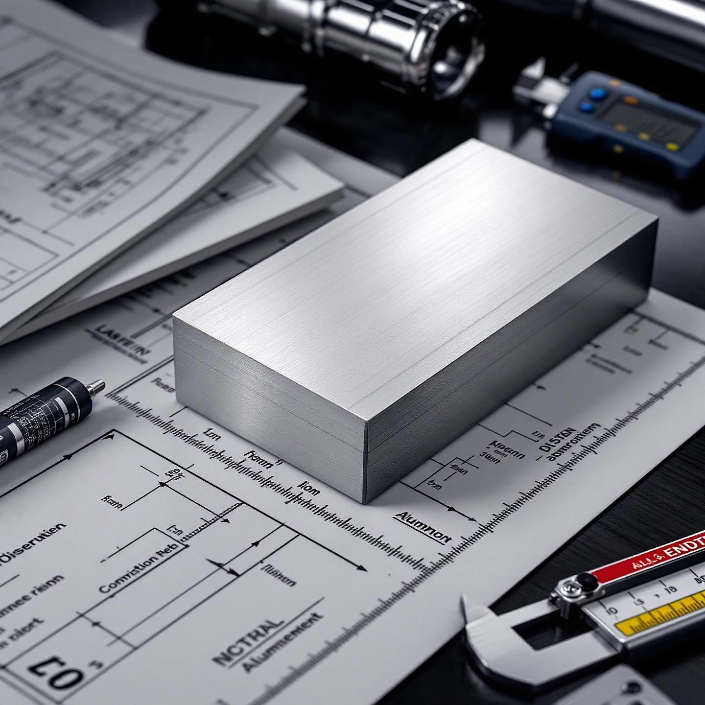 aluminum block with engineering tools illustrating density concepts