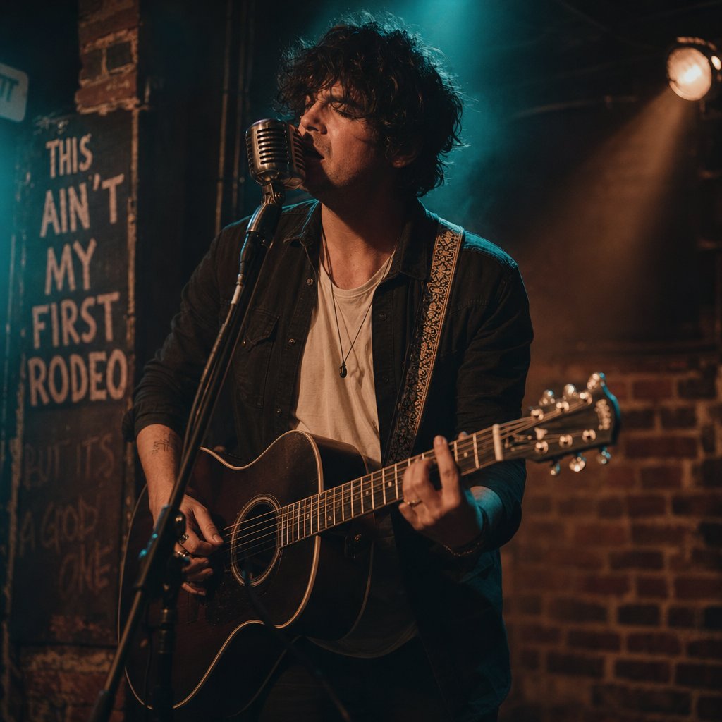 a modern musician channeling the rock ballad tradition in an intimate venue where the genre continues to evolve across new scenes