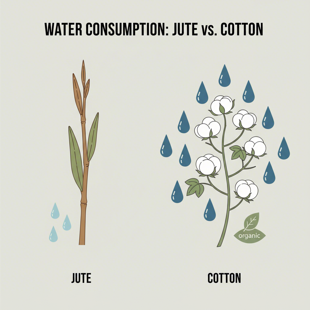 an abstract comparison of the water consumption in jute versus cotton cultivation