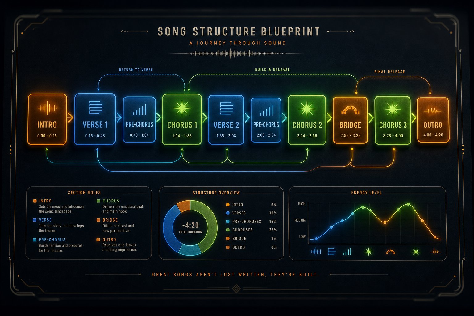 how ai organizes generated audio into recognizable song sections like verse chorus and bridge