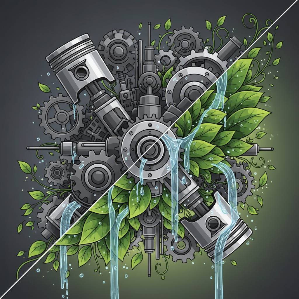 conceptual art showing the balance between industrial die casting and environmental sustainability