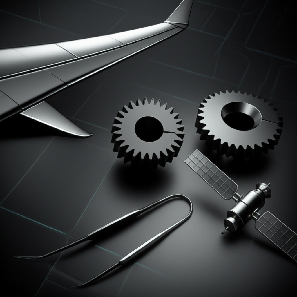 icons representing the aerospace industrial and medical applications of hardcoating