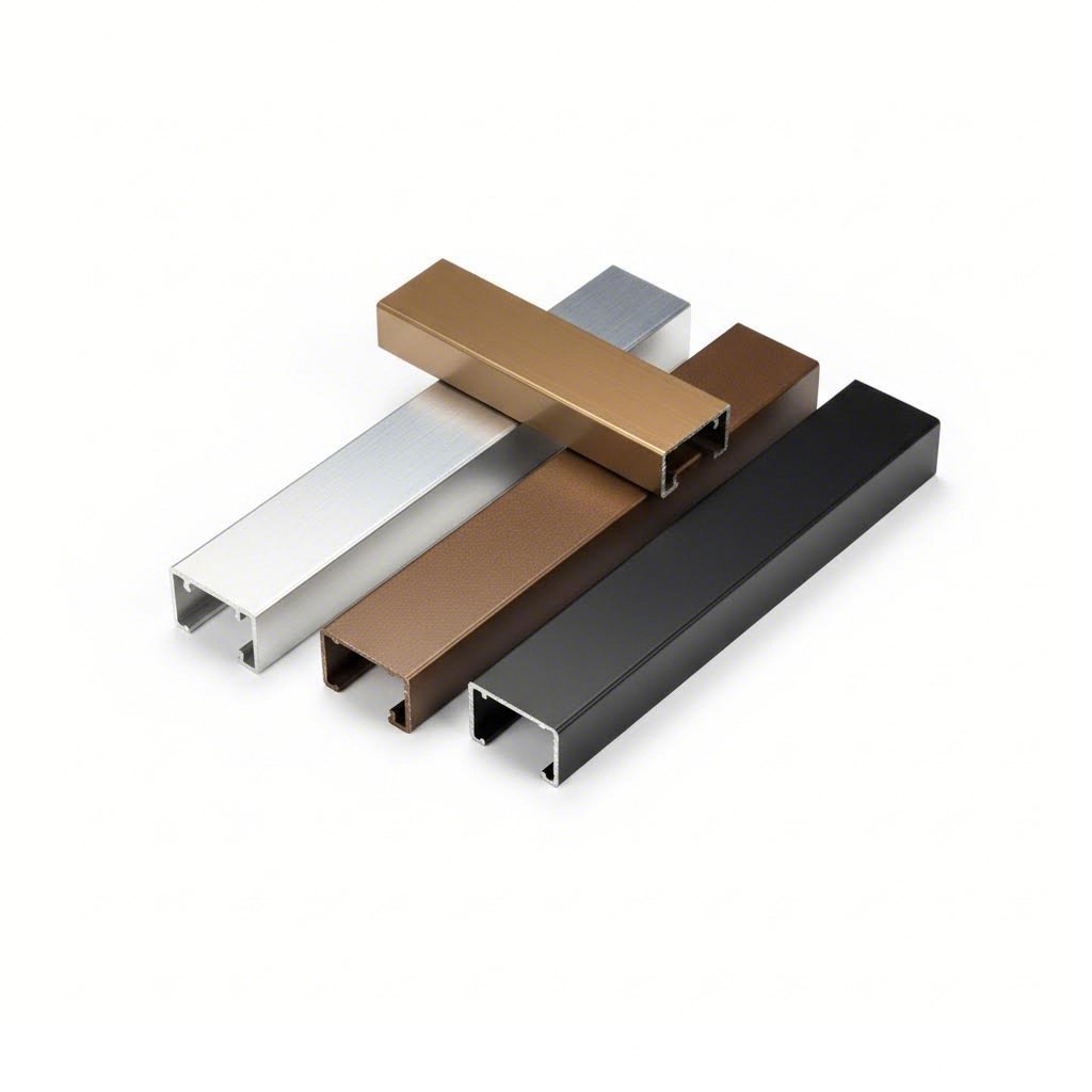 architectural aluminum profiles with various anodized and powder coated finishes