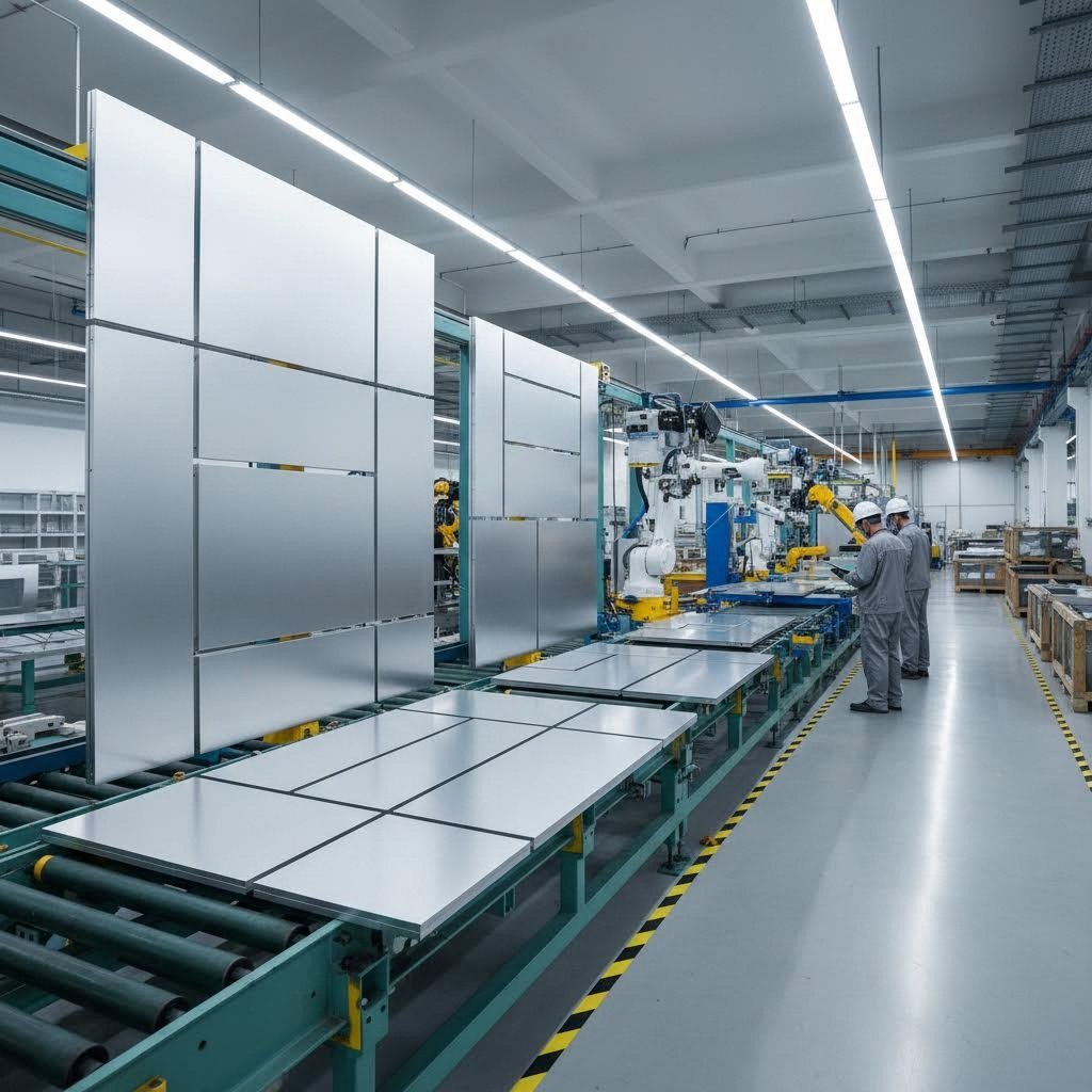 prefabricated modular aluminum facade panels in factory production
