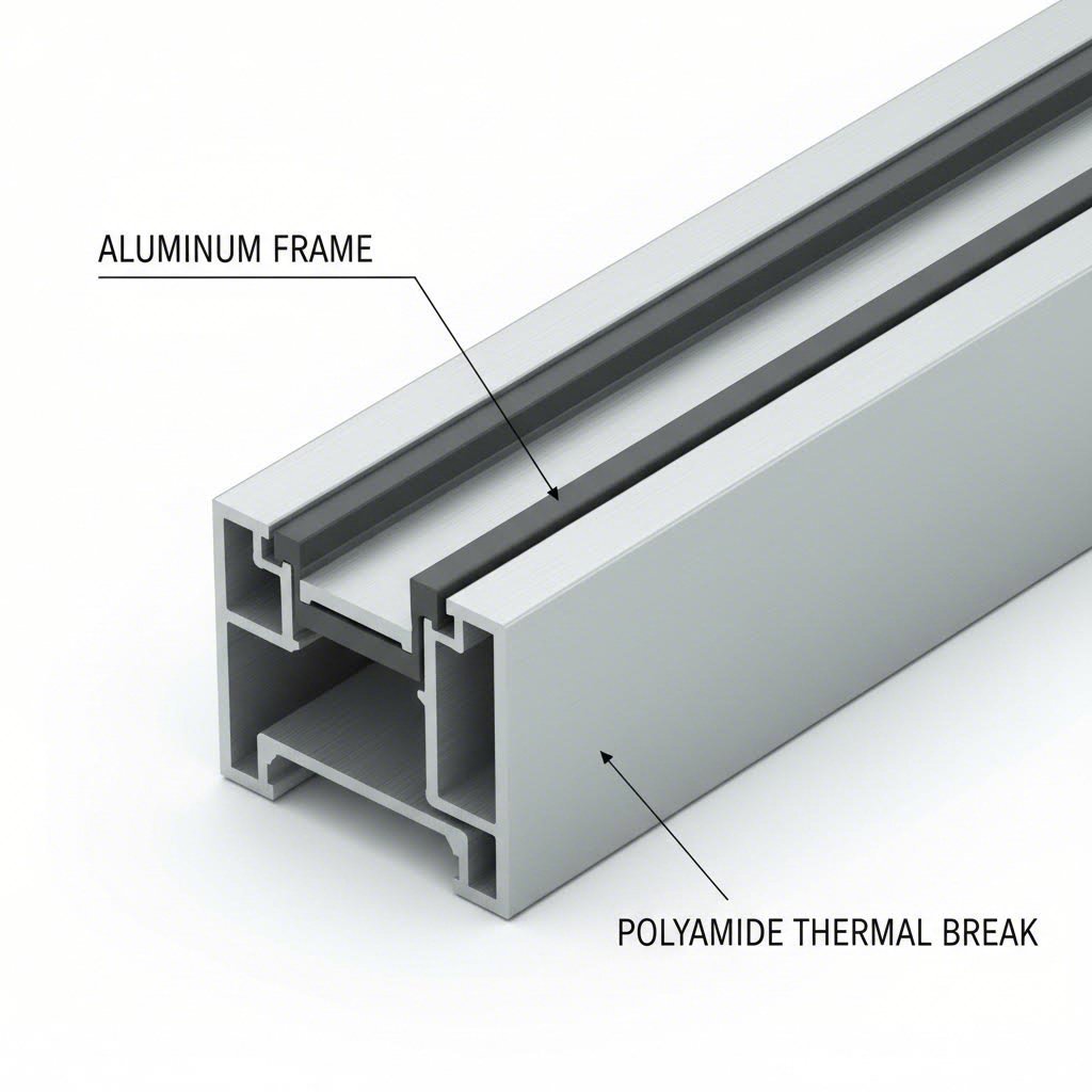 thermal break technology in aluminum window frame construction