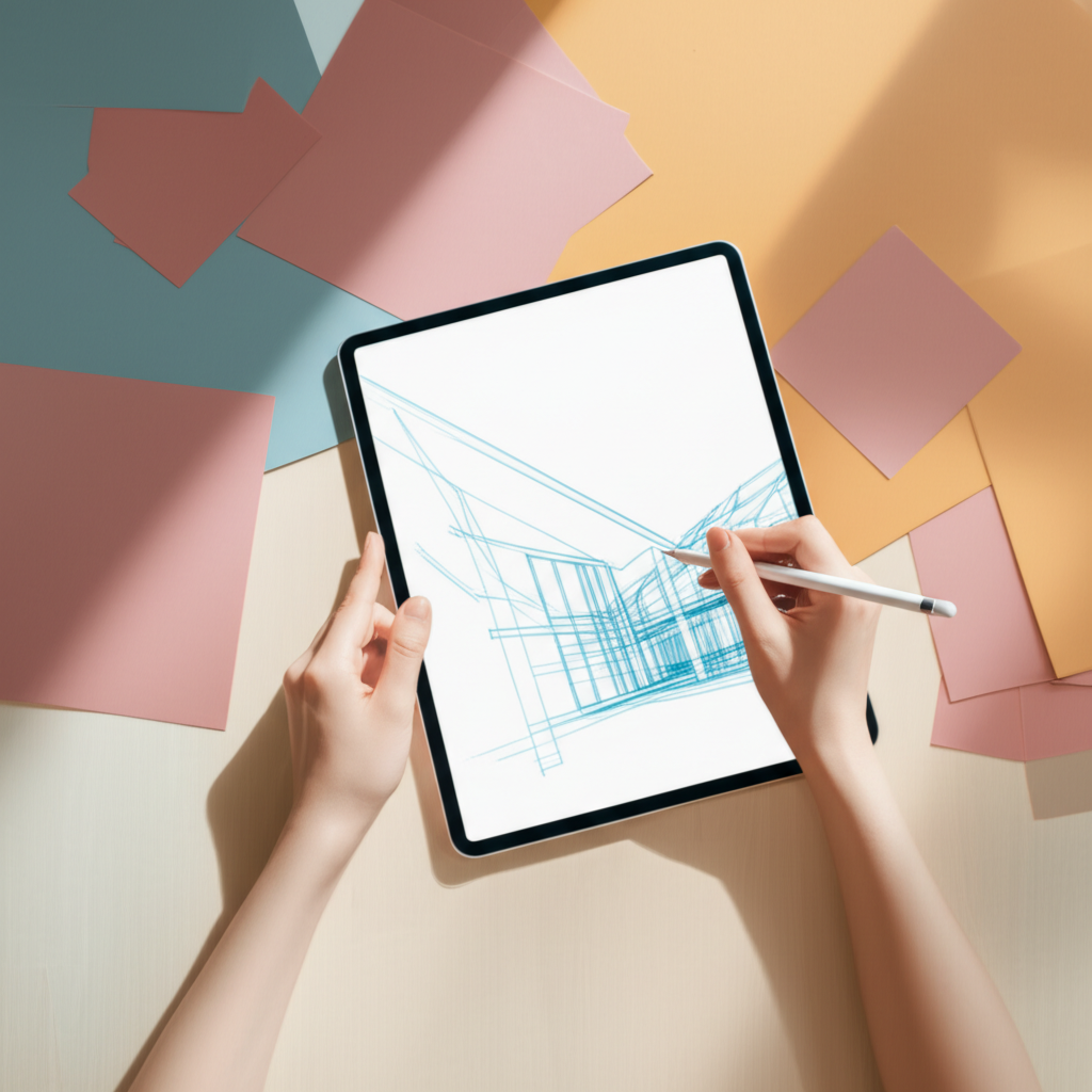 conceptual image of low fidelity prototyping tools like paper and wireframes