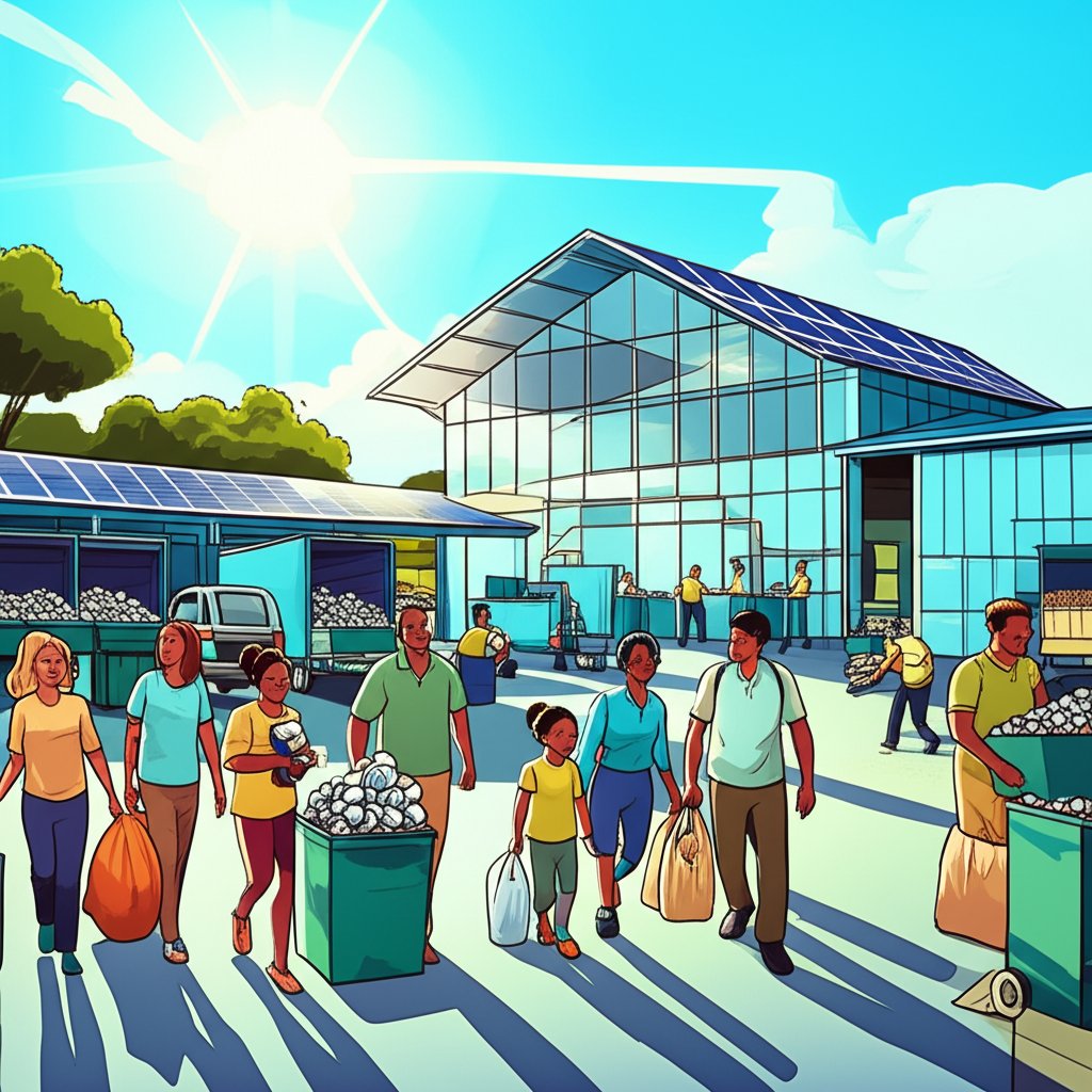community members recycling aluminum scrap for environmental and financial rewards