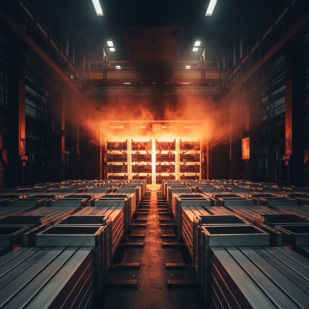 aluminum profiles undergoing heat treatment process for temper designation