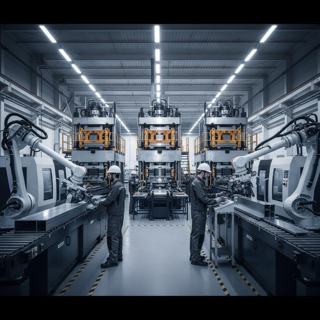 integrated aluminum extrusion facility with multiple presses and machining capabilities