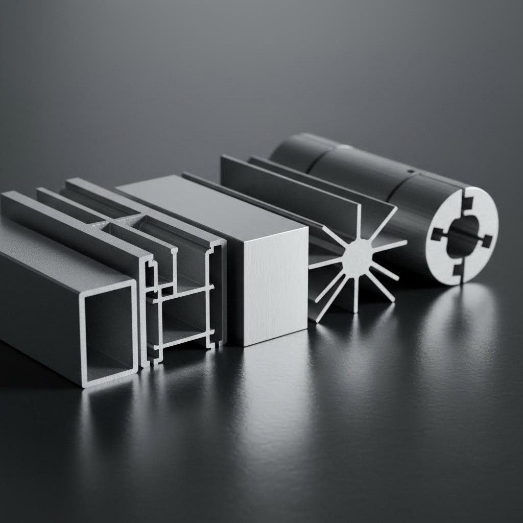 various aluminum alloy extrusion profiles demonstrating different cross sectional shapes