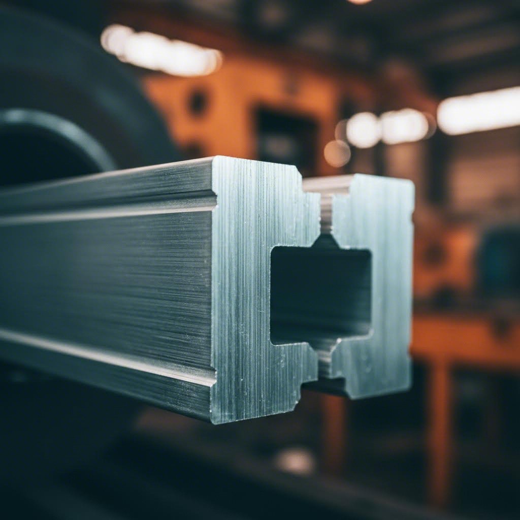 aluminum profile emerging from die bearing zone during extrusion