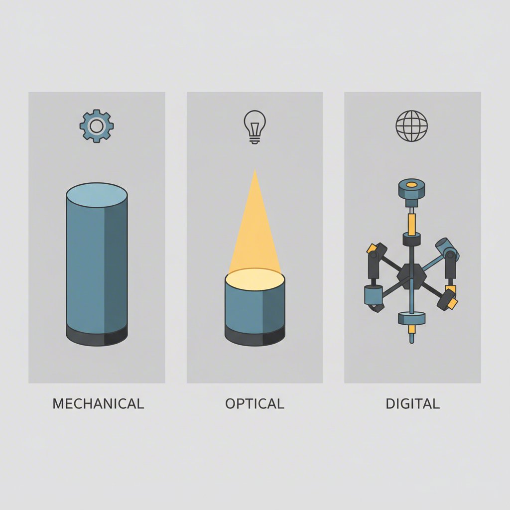 infographic comparing mechanical electronic and 3d taster edge finders